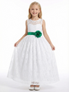 Lace A-Line Flower Girl Dress with Sleeveless Illusion Neckline and Floor Length Tulle Skirt
