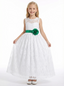 Lace A-Line Flower Girl Dress with Sleeveless Illusion Neckline and Floor Length Tulle Skirt