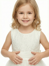 Sleeveless Lace Flower Girl Dress Scoop Neck A-Line Midi Length Soft Tulle Wedding Outfit