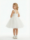 Elegant Lace Bodice Flower Girl Dress V Neck Sleeveless Knee Length Tulle Ceremony Dress