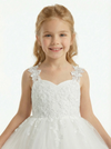 Elegant Lace Bodice Flower Girl Dress V Neck Sleeveless Knee Length Tulle Ceremony Dress