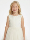 Simple Flower Girl Dress Sleeveless Scoop Neck A Line Tulle Skirt Minimalist Wedding Gown