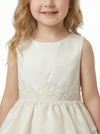 Elegant  Lace Flower Girl Dress with Sleeveless Bodice and Flowing A-Line Skirt