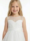 Ethereal Tulle Flower Girl Dress with Sheer Illusion Neckline