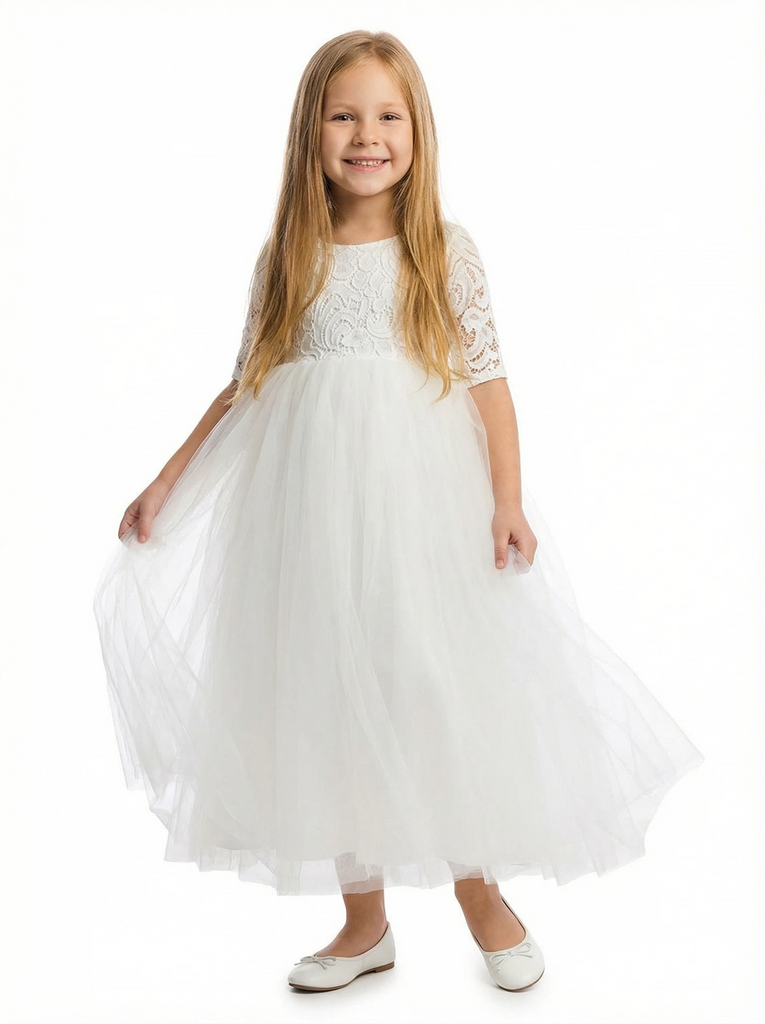 Elegant Lace & Tulle Flower Girl Dress