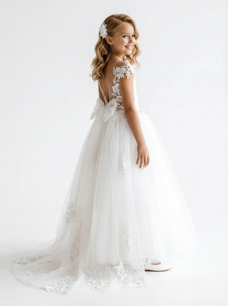 Spaghetti-Straps Princess Flower Dress Birthday Party Dresses