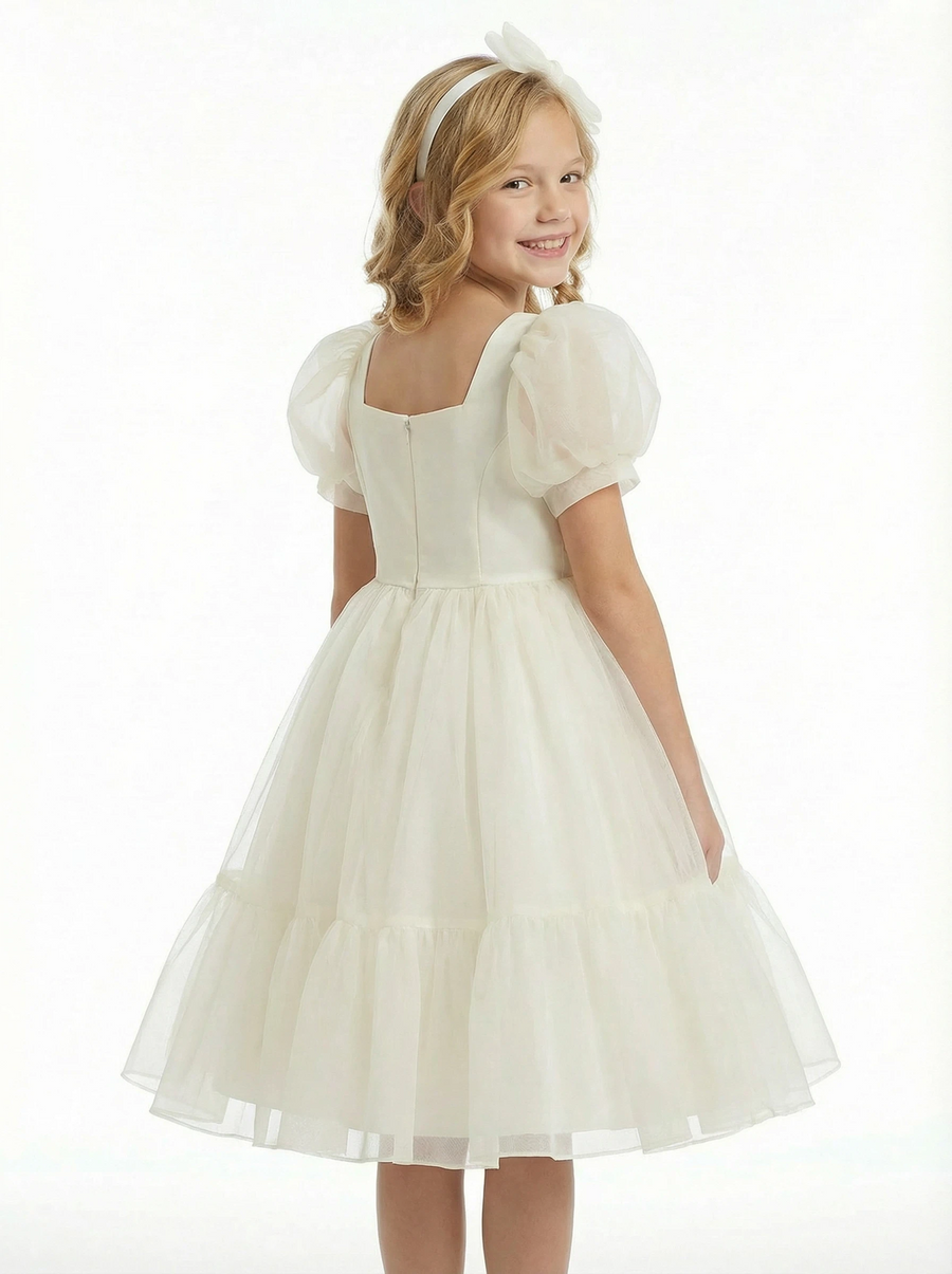 Spaghetti-Straps Tulle Dress For Wedding  Flowers Pageant Dress Evening Gowns