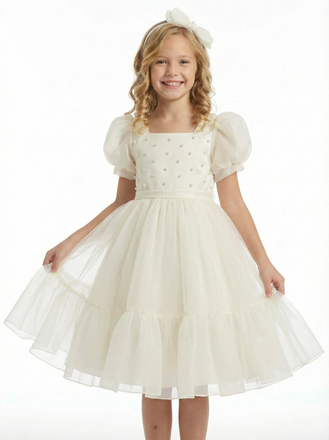 Spaghetti-Straps Tulle Dress For Wedding  Flowers Pageant Dress Evening Gowns