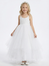 Spaghetti Straps Lace Tulle Princess Dress Flower Girl Dress Birthday Party Dresses