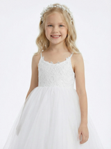 Spaghetti Straps Lace Tulle Princess Dress Flower Girl Dress Birthday Party Dresses
