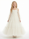 Off-Shoulder Long-Sleeve Princess Gown with Tulle Flower Girl Dress Birthday Party Dresses