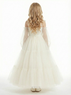 Off-Shoulder Long-Sleeve Princess Gown with Tulle Flower Girl Dress Birthday Party Dresses