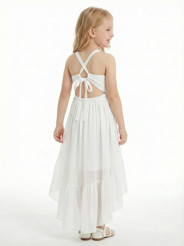 Strappy Backless Princess Dress Flower Girl Dress Toddler For Wedding Flowers Pageant Dress Birthday Party Dresses