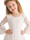 Lace Long Sleeves High-Low Princess Dress Flower Girl Dress Birthday Party Dresses