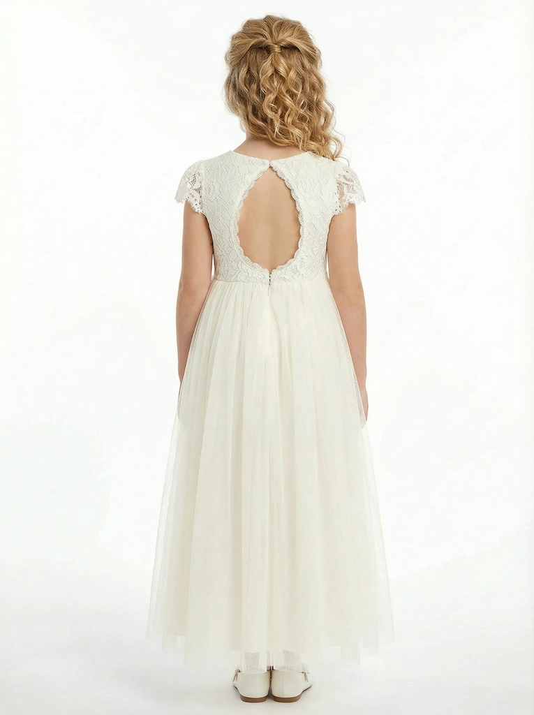 Lace A-line Tulle Cap Sleeve Princess Dress Flower Girl Dress Birthday Party Dresses