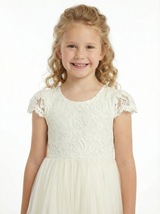 Lace A-line Tulle Cap Sleeve Princess Dress Flower Girl Dress Birthday Party Dresses