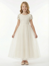 Short Sleeves Lace Backless Princess Dress Flower Girl Dress Birthday Party Dresses