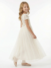 Short Sleeves Lace Backless Princess Dress Flower Girl Dress Birthday Party Dresses