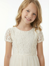 Short Sleeves Lace Backless Princess Dress Flower Girl Dress Birthday Party Dresses