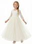 Long Sleeves Jewel Lace Princess Dress Flower Girl Dress Birthday Party Dresses