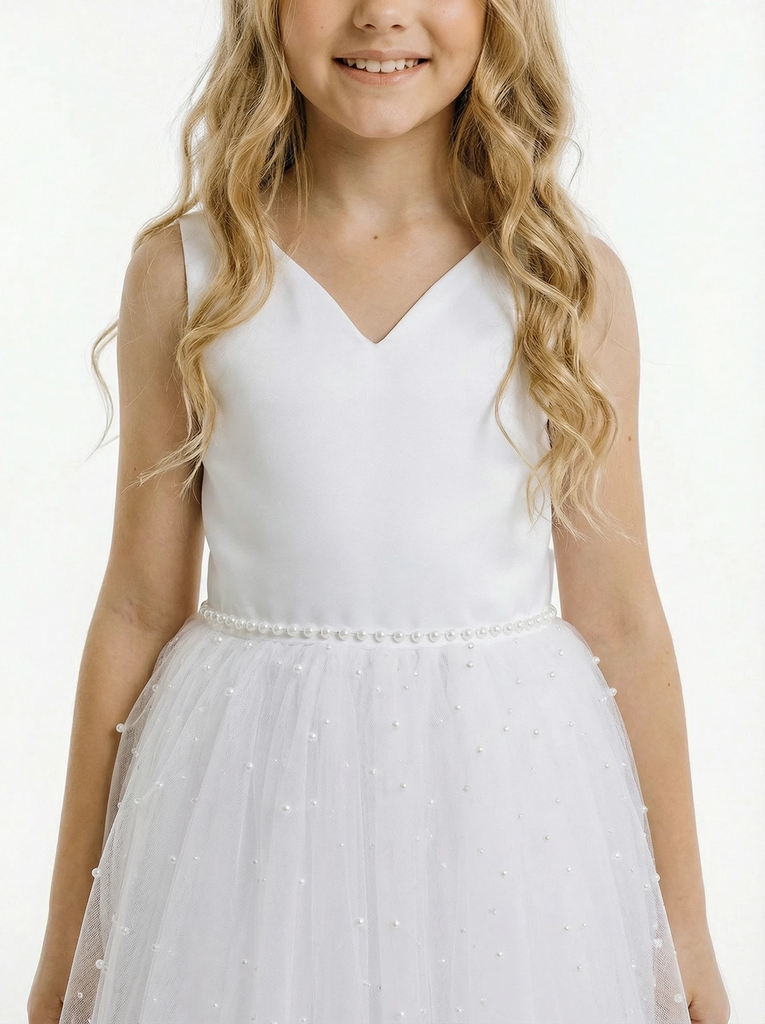 Sweety Beads Sleeveless V-neck Princess Dress Flower Girl Dress Birthday Party Dresses