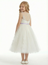 Ribbons Sleeveless Jewel Tulle A-line Princess Dress Flower Girl Dress Birthday Party Dresses