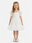 Puff Short Sleeves Tulle Bow Flower Girl Dress Birthday Party Dresses