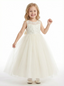 Sleeveless Round Neck Lace Sequin Tulle Flower Girl Dress Cute A-Line Flowy Dress with Bow Detail