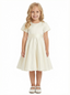 Short-Sleeve Round Neck Satin Flower Girl Gown A-Line Knee-Length Dress with Waist Sash Detail
