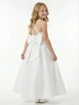 Sequins Tulle Flower Girl Dress Cross Back Bow Accent Sleeveless Elegant Cute Flowery Dress for Kids