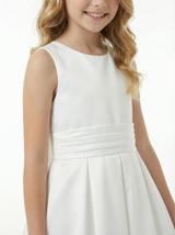Sequins Tulle Flower Girl Dress Cross Back Bow Accent Sleeveless Elegant Cute Flowery Dress for Kids
