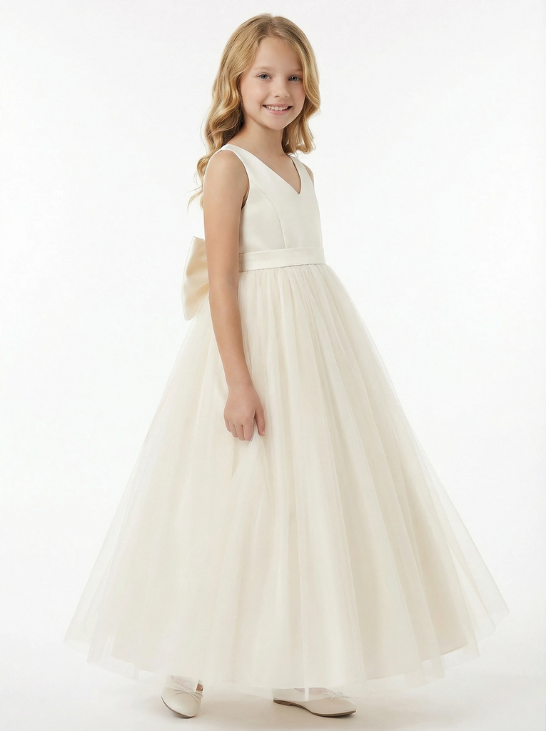 Cute Flower Girl Dress V-Neck A-Line Tulle Sleeveless Flowy Formal Event Gown- ChicSew, Custom Color(Leaving A note) Cute Flower Girl Dress V-Neck A-Line Tulle Sleeveless Flowy Formal Event Gown- ChicSew, Custom Color(Leaving A note)