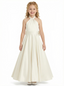 Gorgeous Flower Girl Gown Halter Neck Sleeveless A-Line Floor-Length Satin Dress with Oversized Back Bow Accent