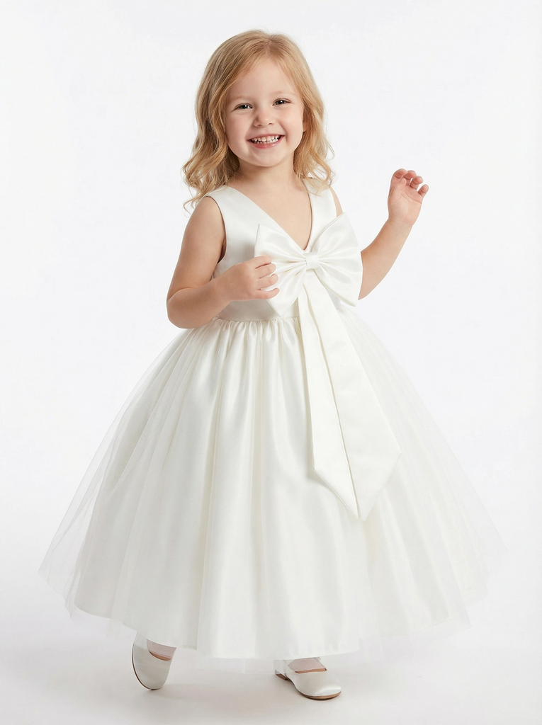 Wedding Flowers Pageant Dress Ladies Lace Flower Princess Dress Evening Gowns V Neck