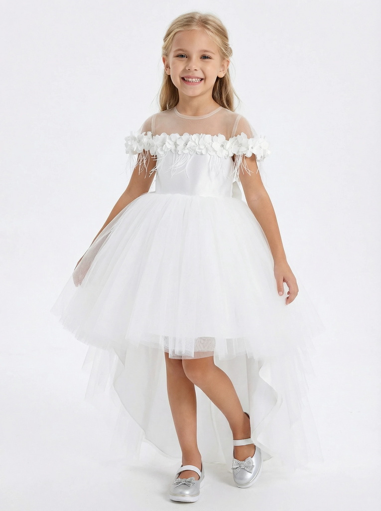 Hi-Low Toddler Bridesmaid Wedding Flowers Pageant Dress Flower Princess Dress Evening