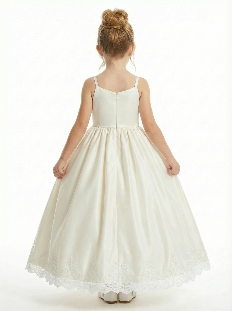 Spaghetti-Straps Wedding Flowers Pageant Dress Flower Princess Dress Princess Appliqued