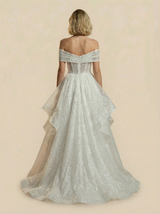 Mermaid Off Shoulder V-Neck Ruched Maxi Long Sequin Wedding Dresses Online