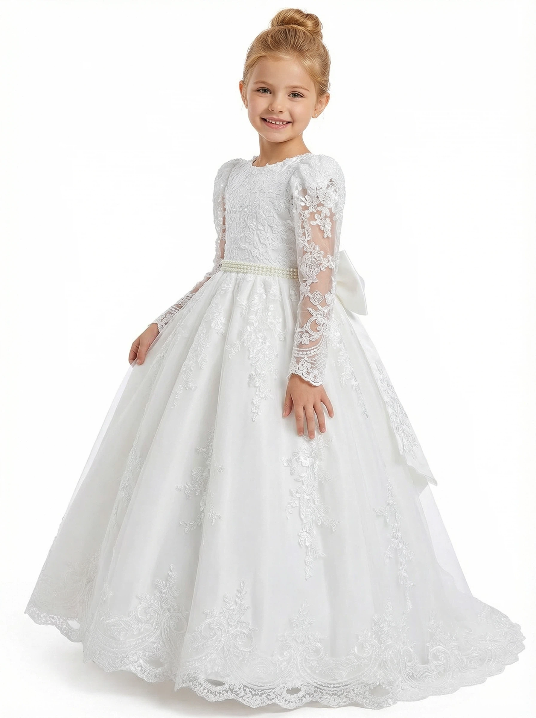 Elegangt Wedding Flowers Long Pageant Dress Flower Princess Dress Princess Lace Girl