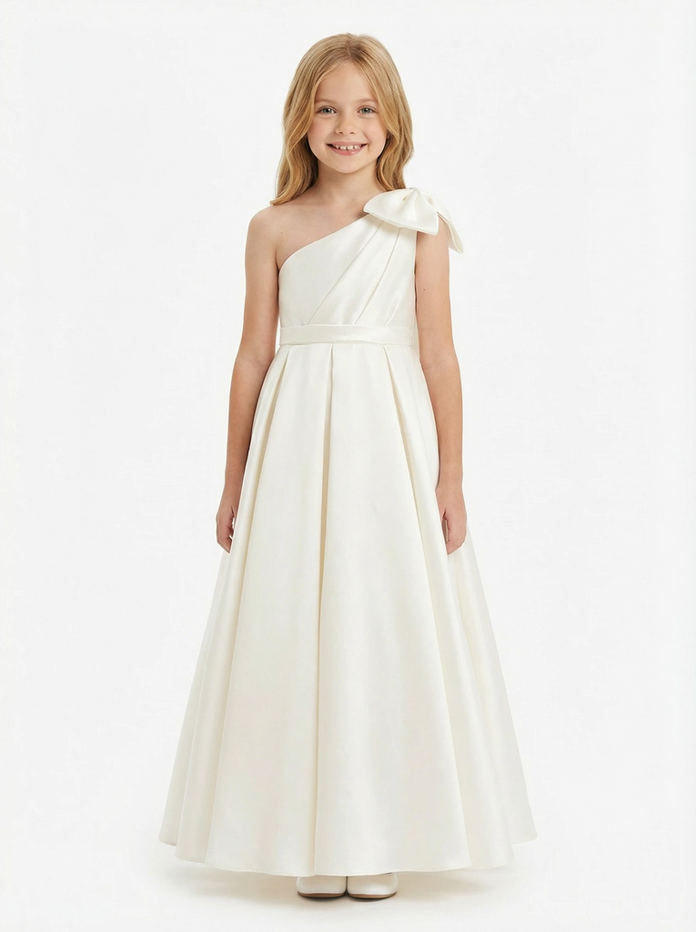 Wedding Flowers Girl Gowns One Shoulder Pageant Dress Flower Princess Dress A-line