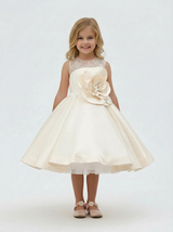 Lacey Bell Communion Dress Knee Length Pageant Dress Flower Princess Childrens Dresses for Wedding