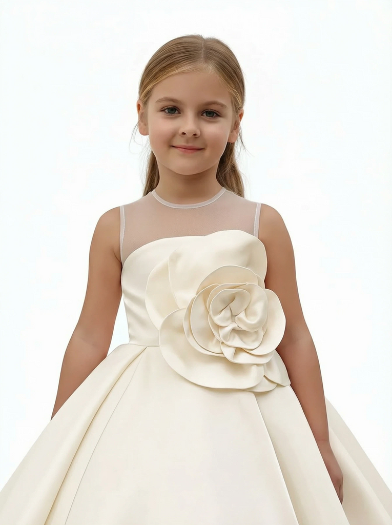Lacey Bell Communion Dress Knee Length Pageant Dress Flower Princess Childrens Dresses for Wedding
