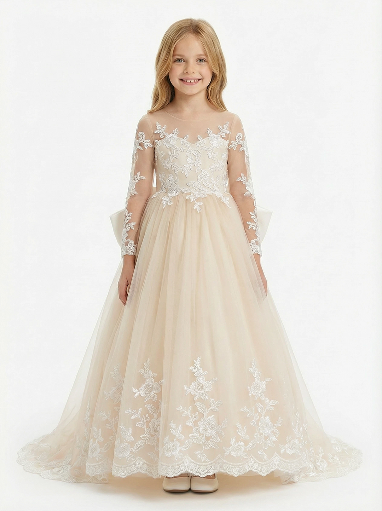 Cute Flowery Dress Wedding Flowers Girl Gowns Lace Pageant Dress Flower Princess Dress A-line
