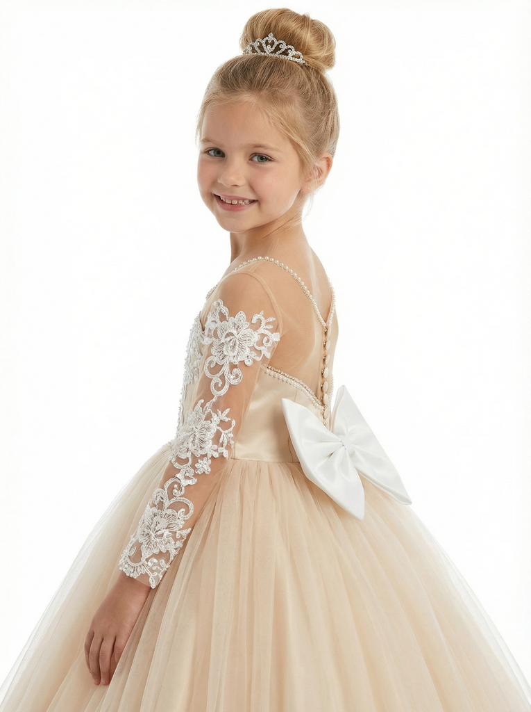 Cute Flowery Dress Wedding Flowers Girl Gowns Lace Pageant Dress Flower Princess Dress A-line, White