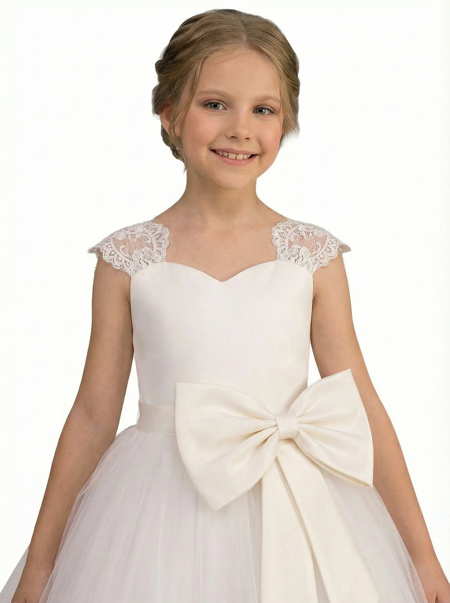 Wedding Flowers Girl Gowns Lace Applique Boho Pageant Dress Flower Princess Dresses