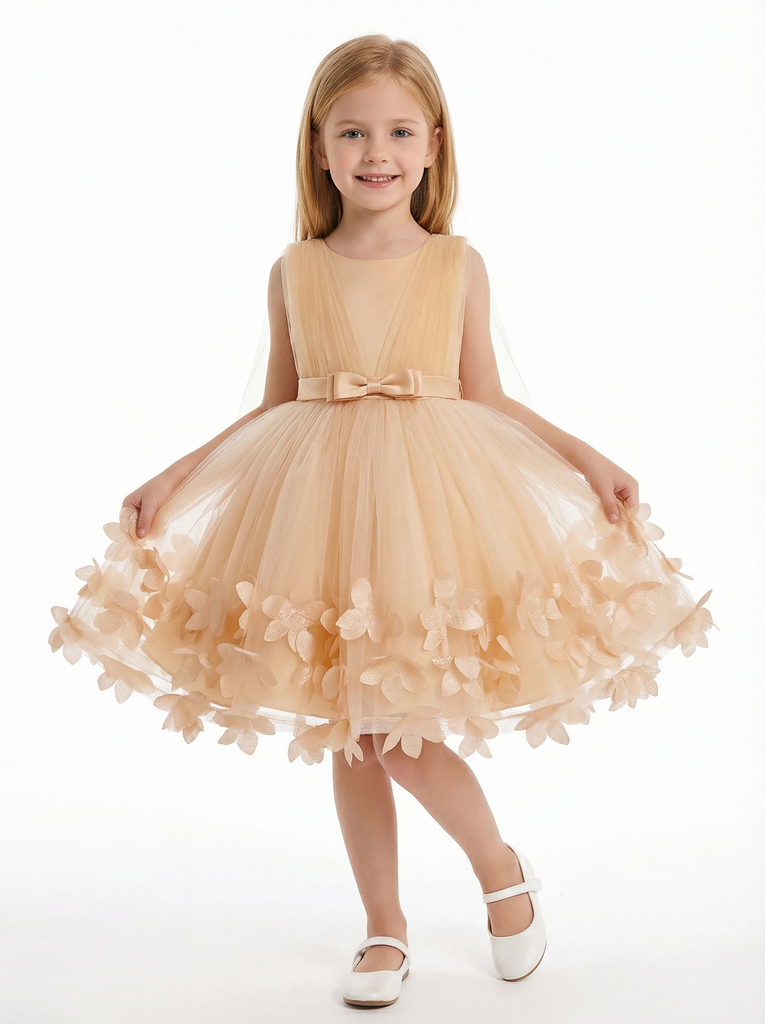 Lovely Wedding Flowers Girl Gowns Boho Pageant Dress Flower Princess Lace Dress