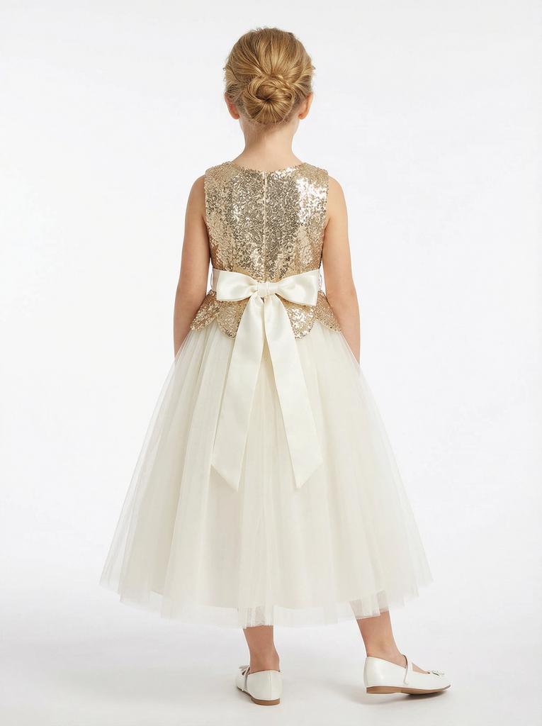 Wedding Flowers Girl Gowns Sequin Boho Pageant Dress Flower Princess Dress Tulle Girls Party Dresses