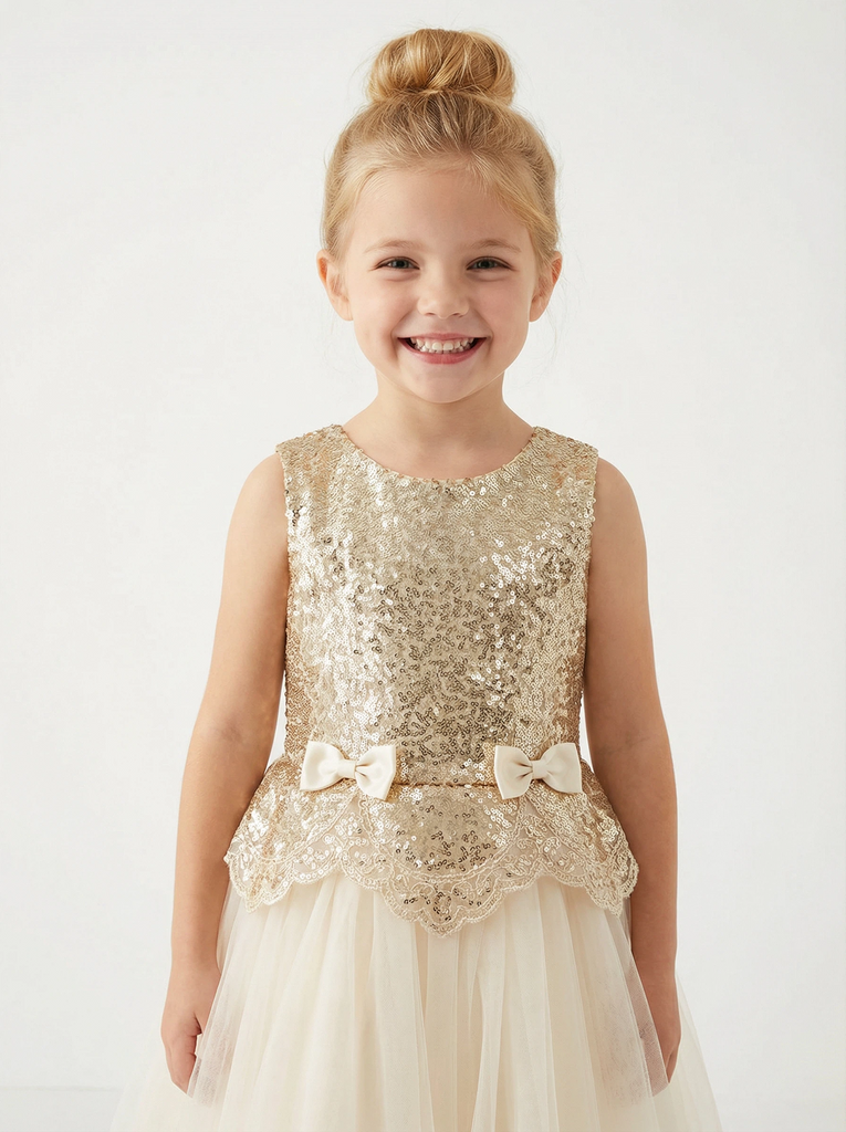 Wedding Flowers Girl Gowns Sequin Boho Pageant Dress Flower Princess Dress Tulle Girls Party Dresses