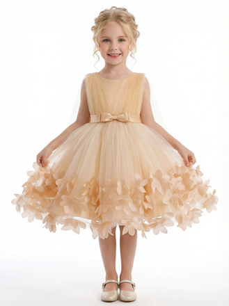 Lace Wedding Flowers Girl Gowns Boho Bow Knot Pageant Dress Flower Princess Dresses