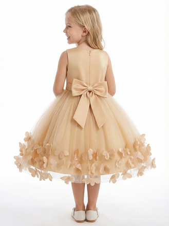 Lace Wedding Flowers Girl Gowns Boho Bow Knot Pageant Dress Flower Princess Dresses