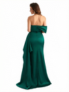 Sexy Asymmetrical One Shoulder Mermaid Soft Satin Long Formal Dresses Side Slit